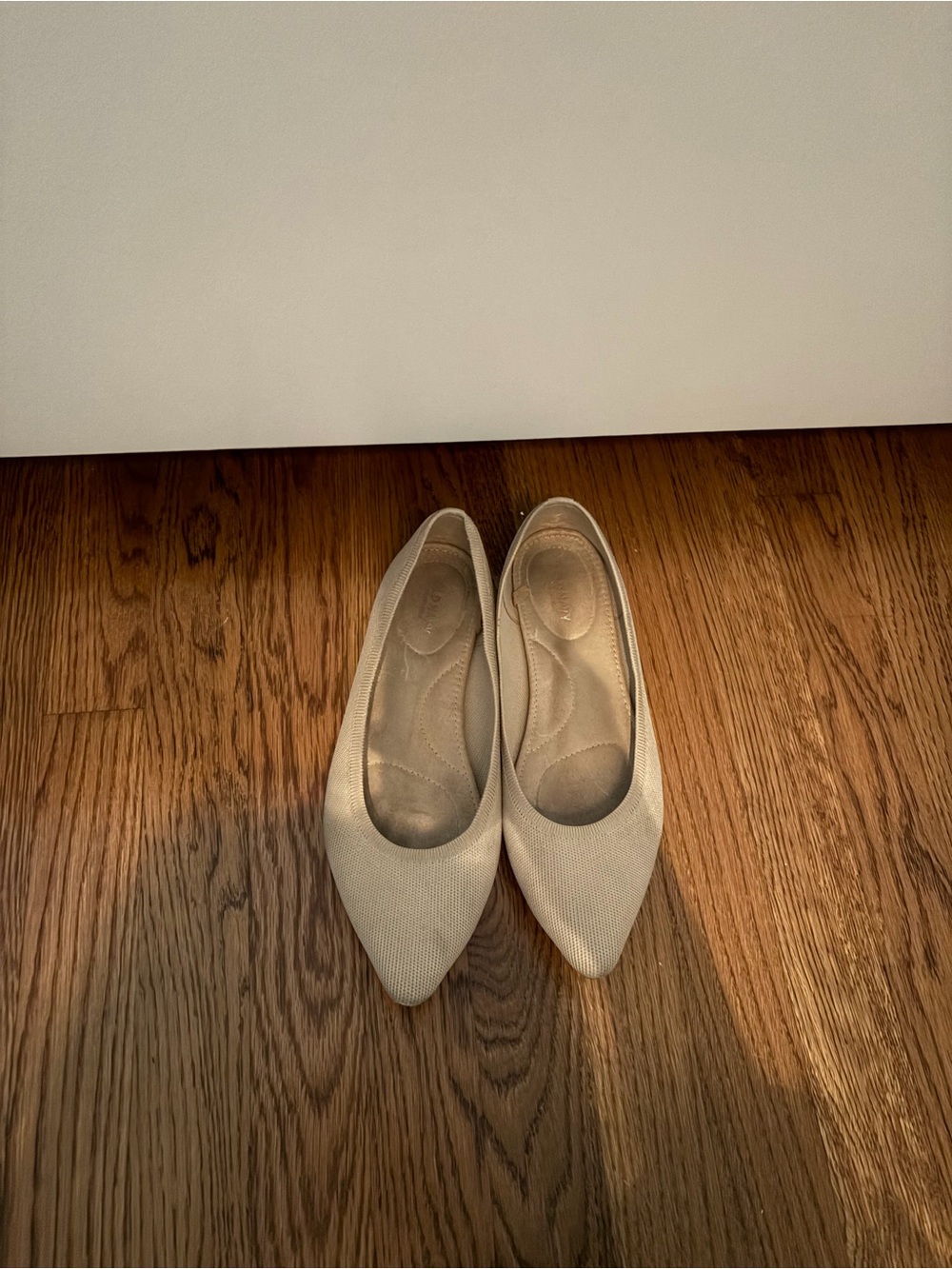 Pointed-Toe Women's Flats in Light Beige